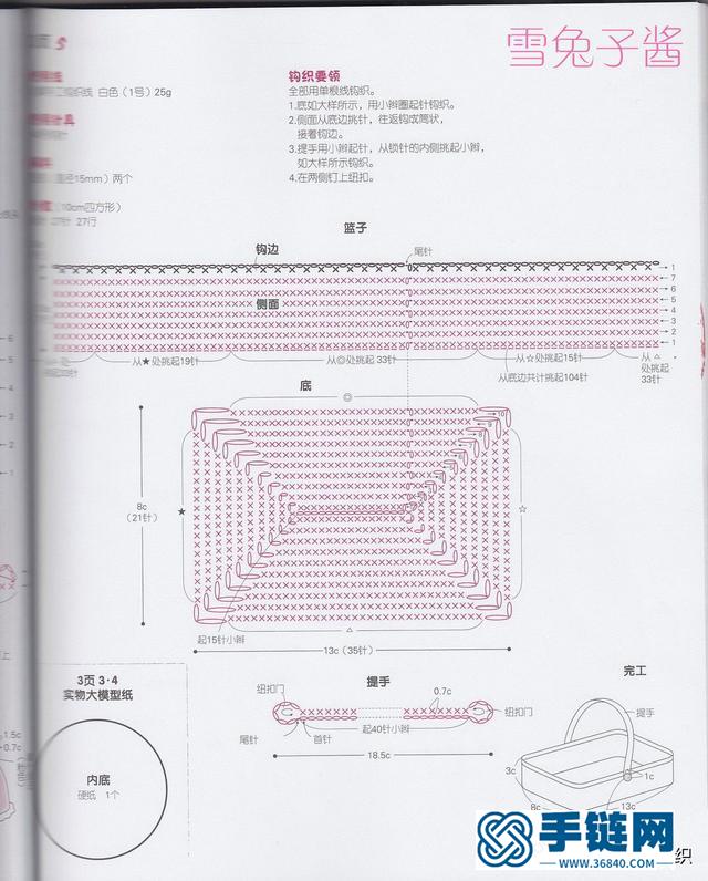 各种小挂件钩编图解，小针插和小提篮的钩编分解图