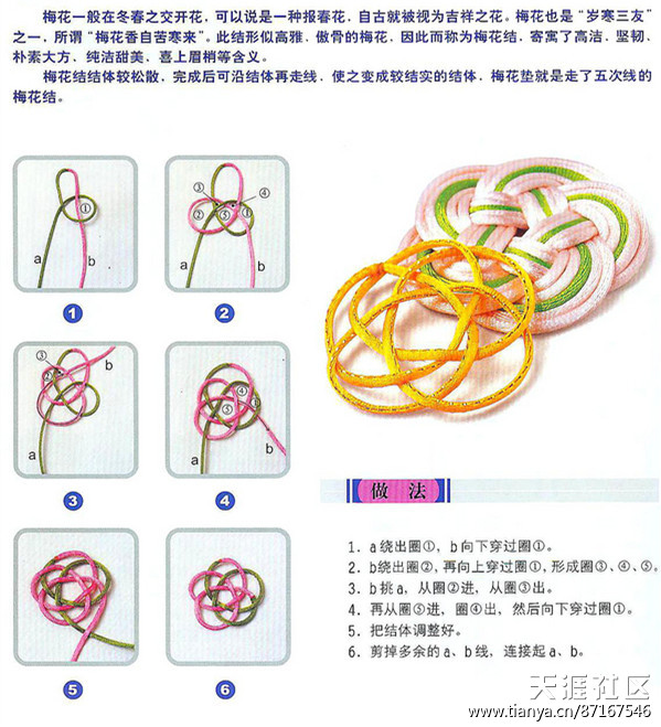 儿童手工课：中国结梅花结的编法图解(转载)